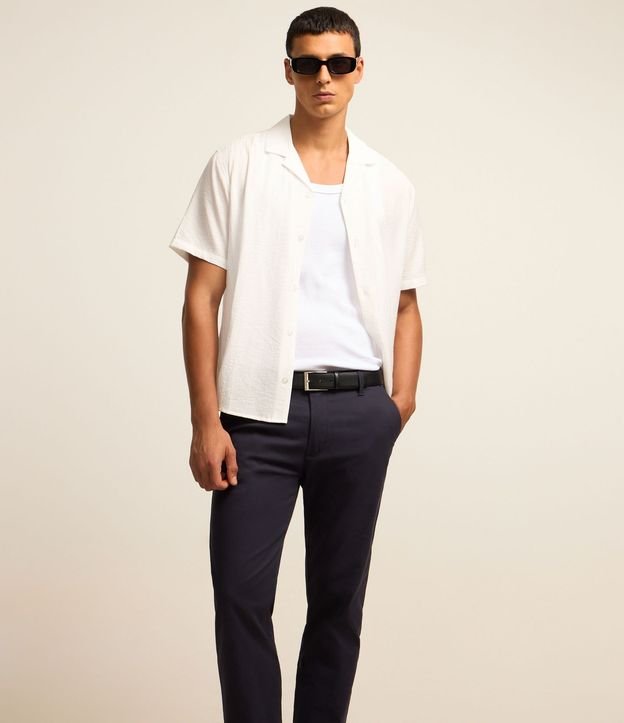 Pantalón Slim Sarjado Cropped Sastrería con Bolsillos 2