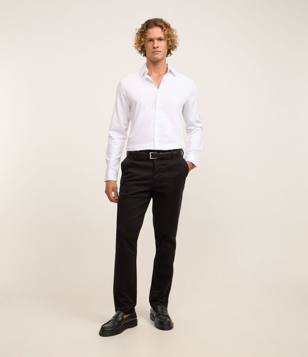 Pantalón Slim en Sarga Sastrería con Bolsillos