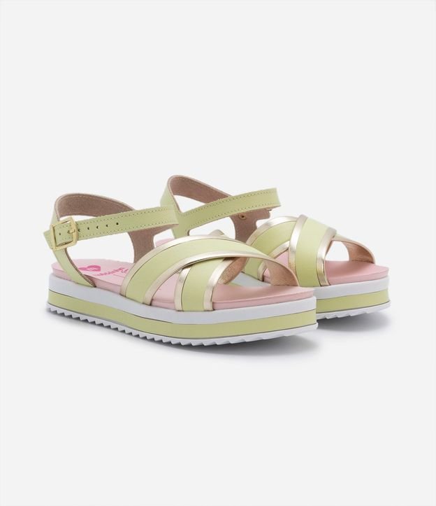 Sandalia Flatform Infantil con Tiras Anchas y Efecto Metalizado - Talle 25 al 36