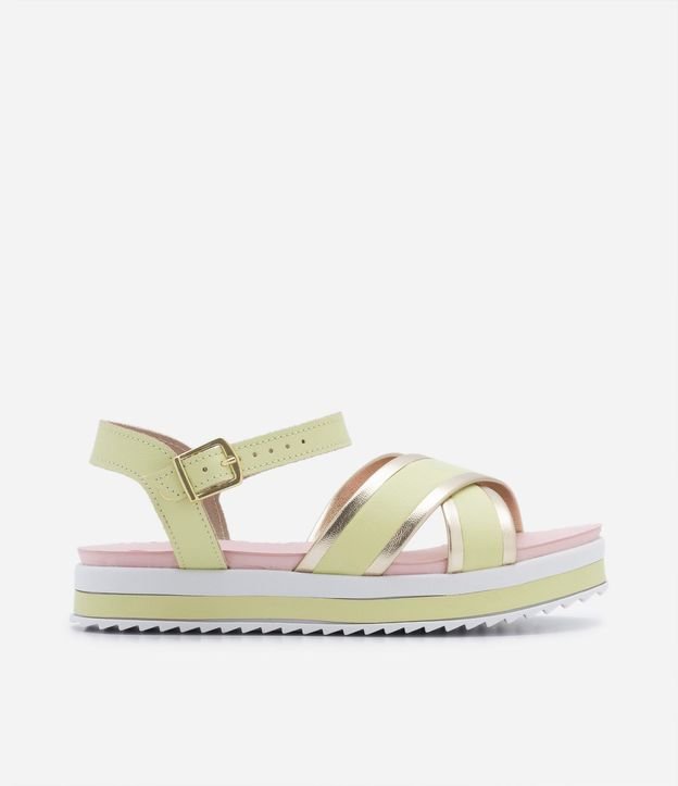 Sandalia Flatform Infantil con Tiras Anchas y Efecto Metalizado - Talle 25 al 36 2
