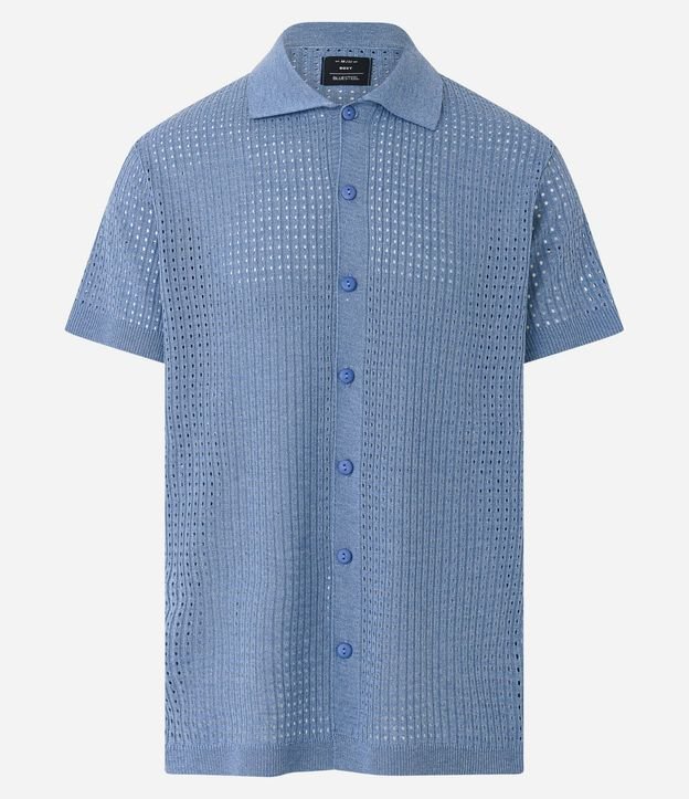 Camisa Relaxed de Punto Abierto con Cuello Inglés 5
