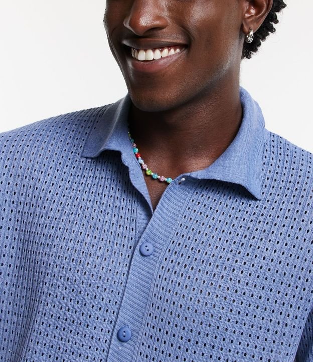 Camisa Relaxed de Punto Abierto con Cuello Inglés 4