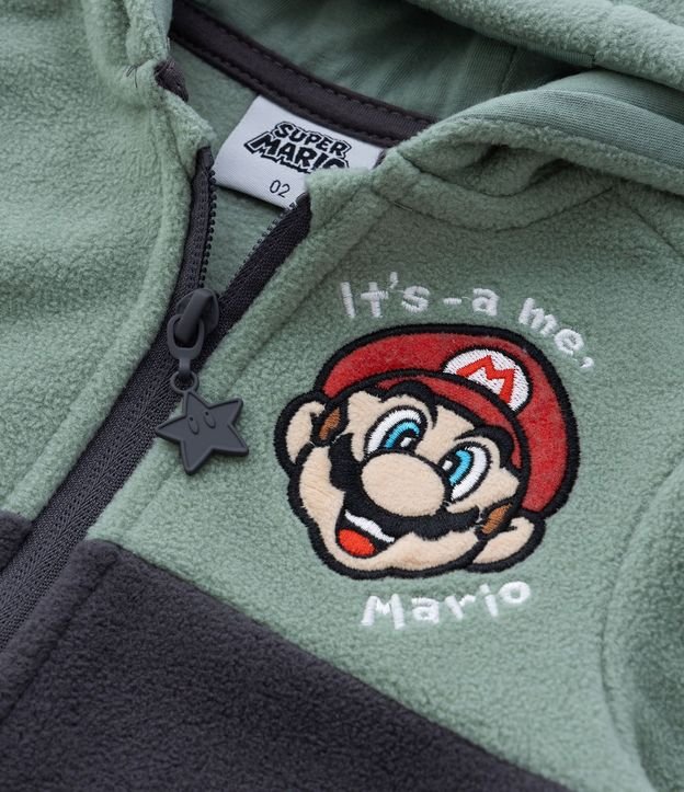 Buzo Aberto en Fleece con Bloques de Color y Bordado Mario Bros - Talle 2 al 5 años 6