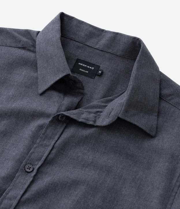 Camisa en Algodón con Botones Delanteros y Efecto Melange 13
