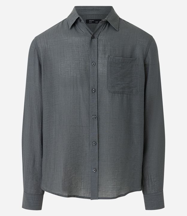 Camisa Fluida en Viscosa con Bolsillo y Texturas 9