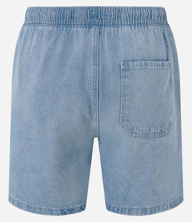 Bermuda Jeans con Cintura Elástica Bolsillos y Tag Aplicado
