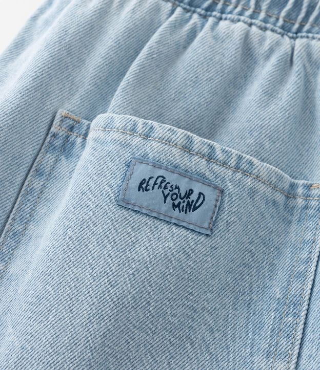 Bermuda Jeans con Cintura Elástica Bolsillos y Tag Aplicado 7
