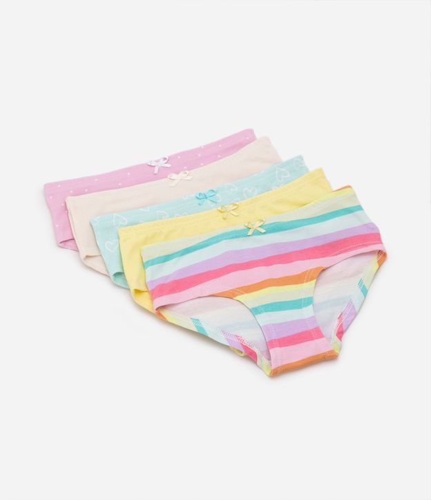Kit 05 Bombachas Slip Infantiles en Cotton con Estampas Delicadas - Talle 2 a 14 años