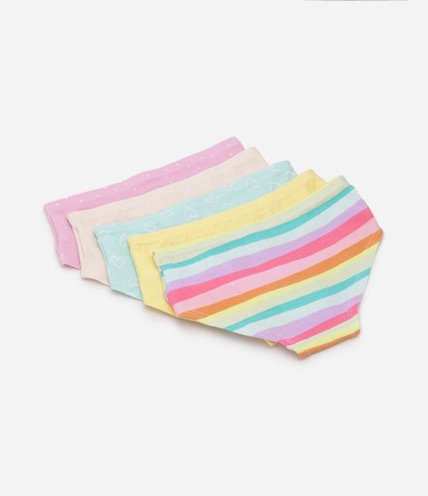 Kit 05 Bombachas Slip Infantiles en Cotton con Estampas Delicadas - Talle 2 a 14 años 3