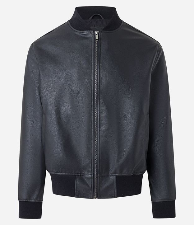 Campera en Pu con Cremallera Delantero y Cuello Alto 6