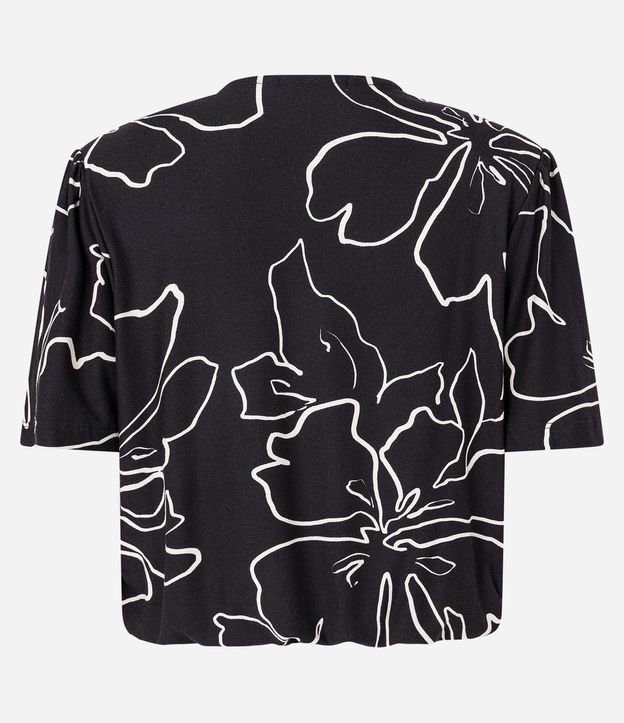 Blusa Manga Corta en Media Malla con Follajes Estampadas 2