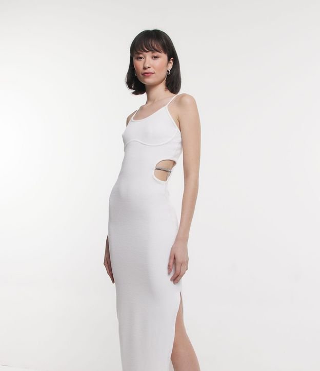 Vestido New Midi en Rib con Cutout Lateral y Tirante de Brillo 4