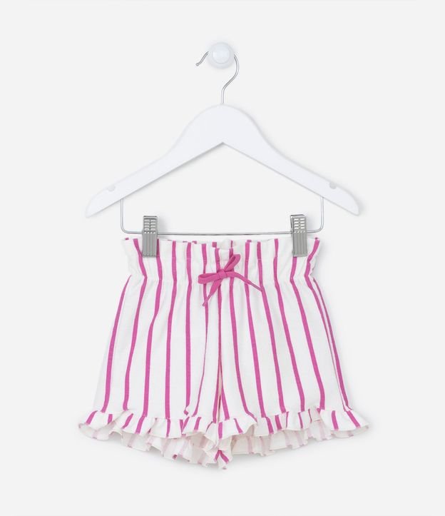 Short Clochard Infantil con Lazo en la Cintura y Estampado Rayado - Talle 1 a 5 años