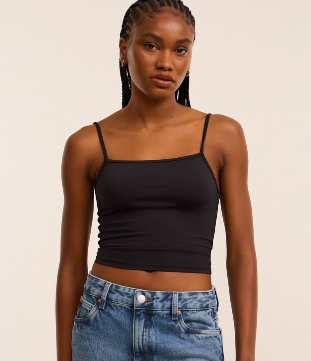 Top Cropped de Poliamida con Breteles Finos