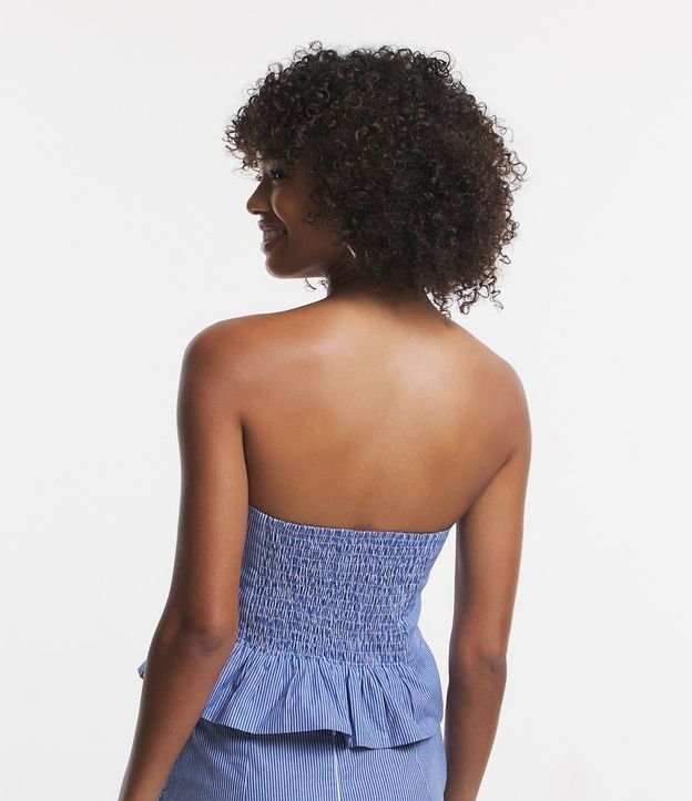 Blusa Cropped en Tricolina sin Breteles Rayada con Botones Delanteros 3
