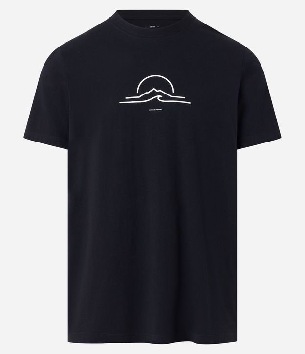 Remera Regular en Algodón con Estampa de Sol y Mar en Relieve 4
