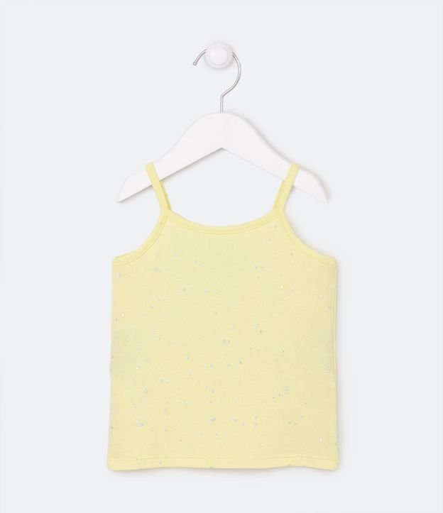 Blusa de Bretel Fino Infantil con Purpurina y Corazones Holográficos - Talle 1 a 5 años