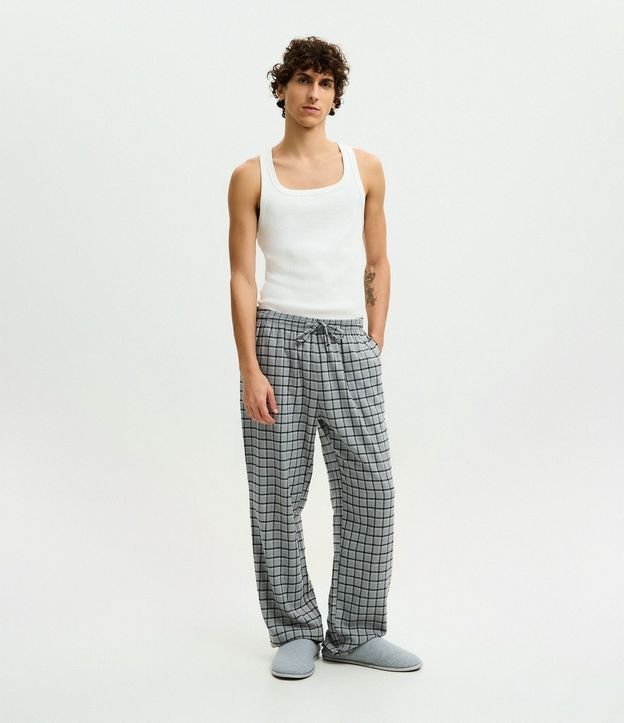 Pantalón de Pijama en Franela de Cuadros con Lazo 2