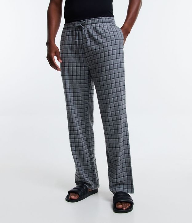 Pantalón de Pijama en Franela de Cuadros con Lazo 4