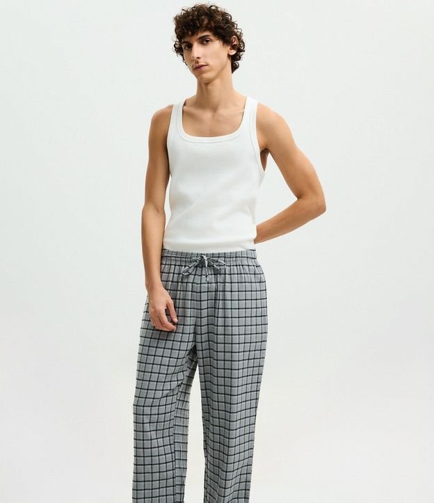 Pantalón de Pijama en Franela de Cuadros con Lazo 7