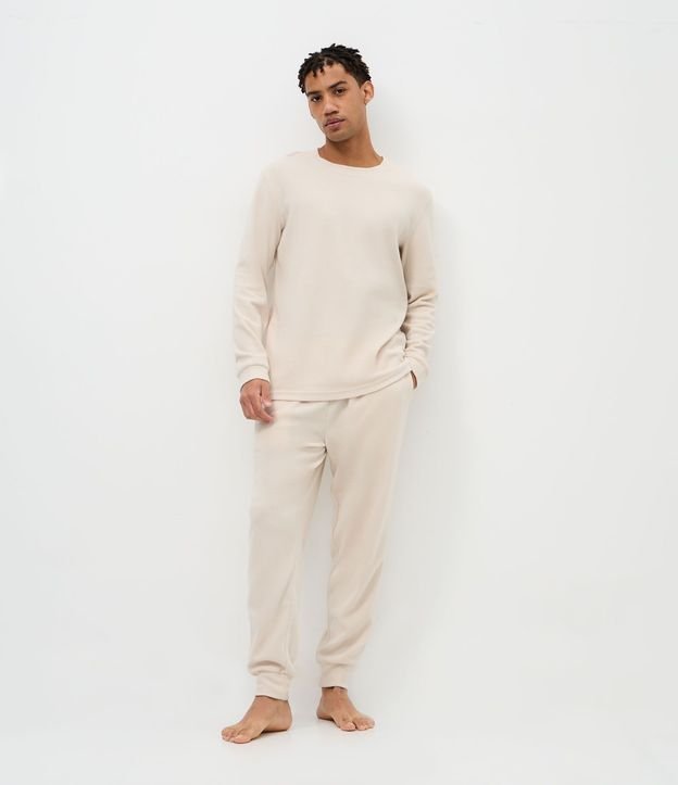 Pijama Largo en Fleece con Textura y Manga Larga 2