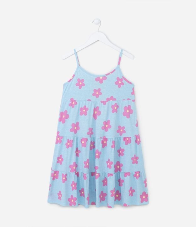 Vestido Marias Infantil con Bretel Fino y Estampa Floral - Talle 5 a 14 años
