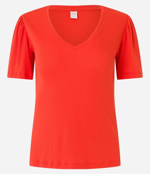 Blusa en Viscosa Acanalada con Piegues en los Hombros 5