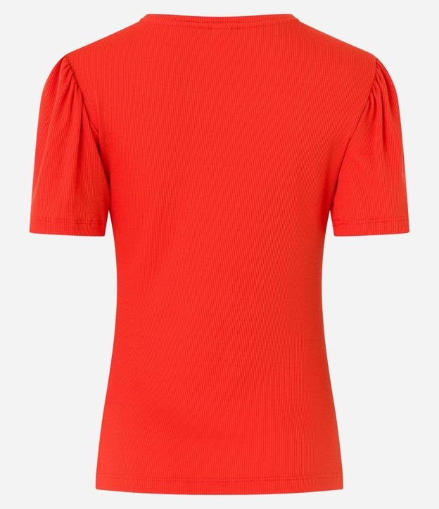 Blusa en Viscosa Acanalada con Piegues en los Hombros 7