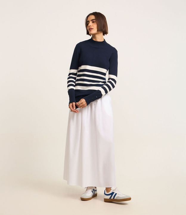Blusa Alargada con Punto Diferenciado y Estampado Rayado 2