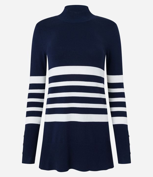 Blusa Alargada con Punto Diferenciado y Estampado Rayado 6