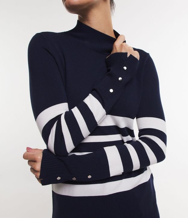 Blusa Alargada con Punto Diferenciado y Estampado Rayado 1