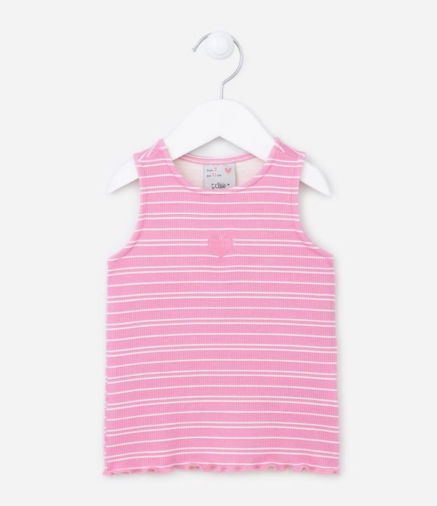 Musculosa Infantil Acanalada con Bordado de Corazón - Talle 1 a 5 años