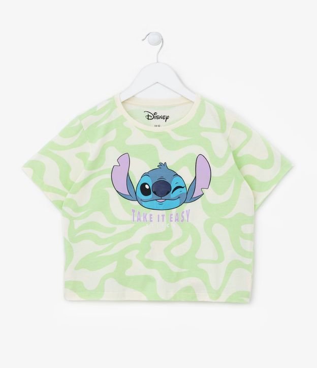 Remera Cropped Infantil con Estampa Stitch - Talle 5 a 14 años