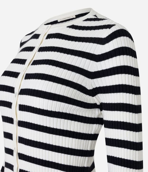 Cardigan en Punto con Abotonado y Estampado Rayada 9