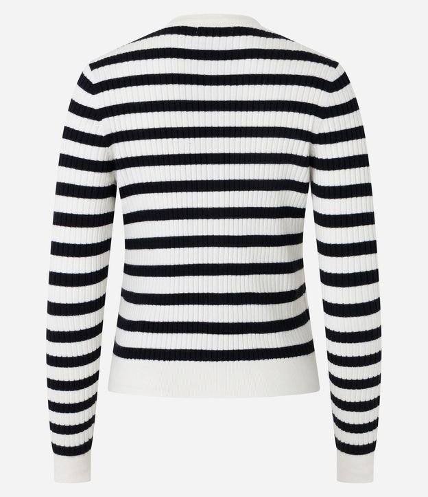 Cardigan en Punto con Abotonado y Estampado Rayada 10