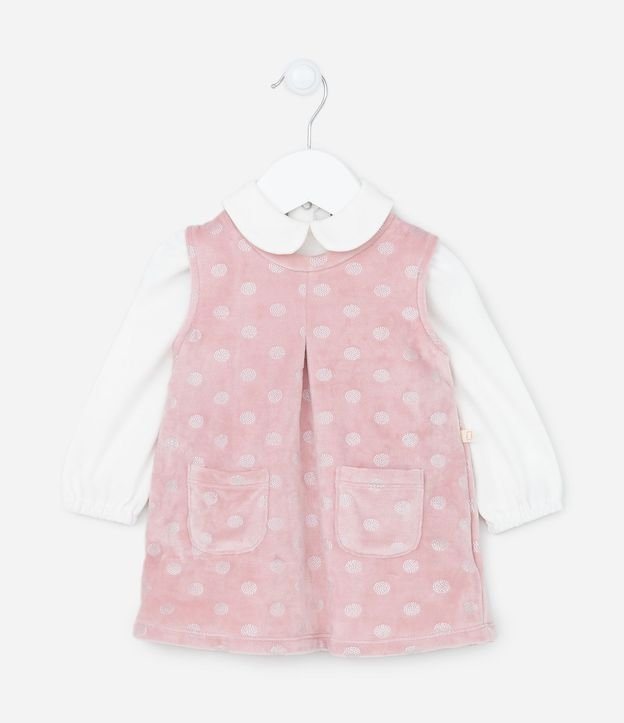 Vestido Infantil en Terciopelo con Bolsillos - Talle 0 al 18 meses