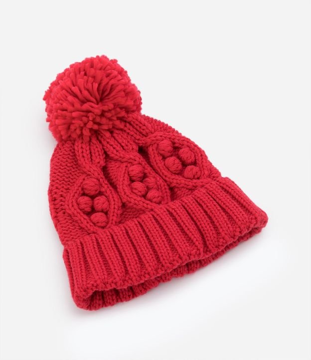 Gorro Infantil en Punto Trabajado y Pompón