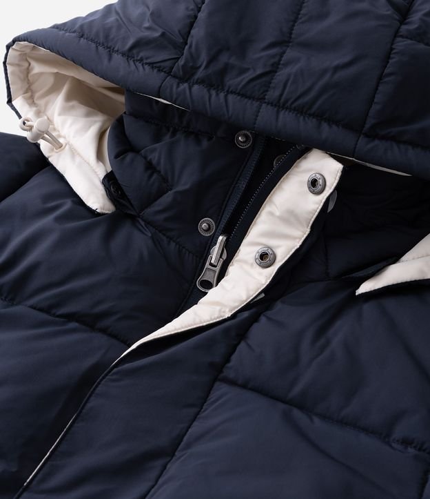 Campera Puffer Doble Faz con Capucha y Cuello Alto 18