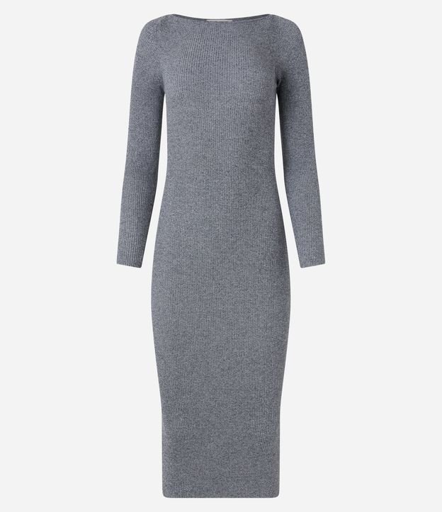 Vestido Midi de Punto Ajustado y con Cuello Barco 8