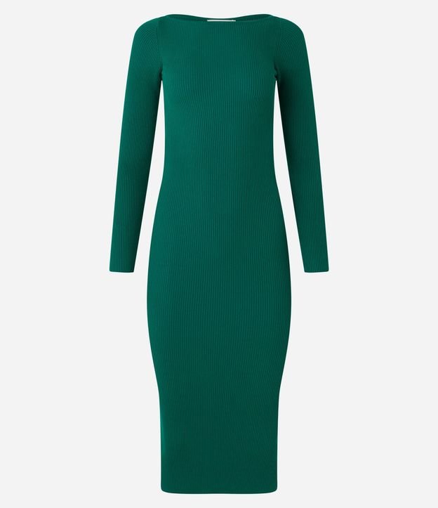 Vestido Midi de Punto Ajustado y con Cuello Barco 6