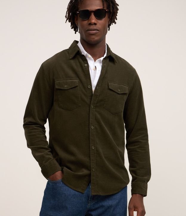 Camisa en Terciopelo con Bolsillos Delanteros 2