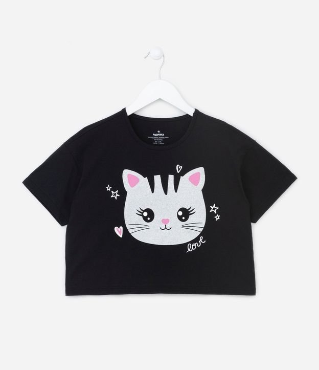 Remera Cropped Infantil con Estampa de Gatito Love - Talle 5 a 14 años 3