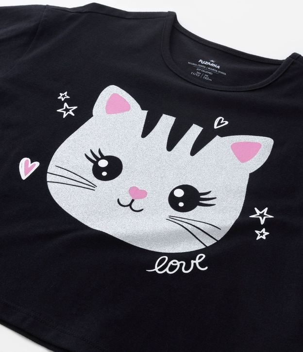 Remera Cropped Infantil con Estampa de Gatito Love - Talle 5 a 14 años 5