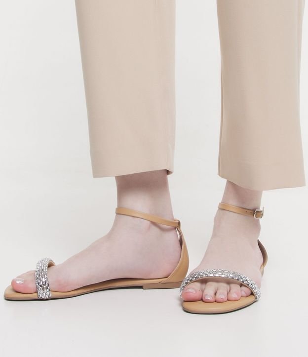 Sandalia Plana con Tiras de Strass y Espejos 7