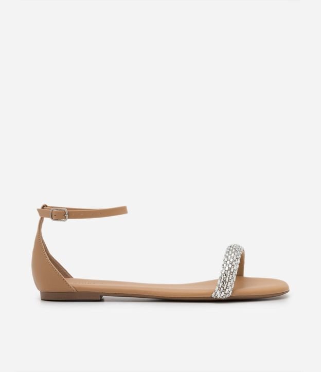 Sandalia Plana con Tiras de Strass y Espejos