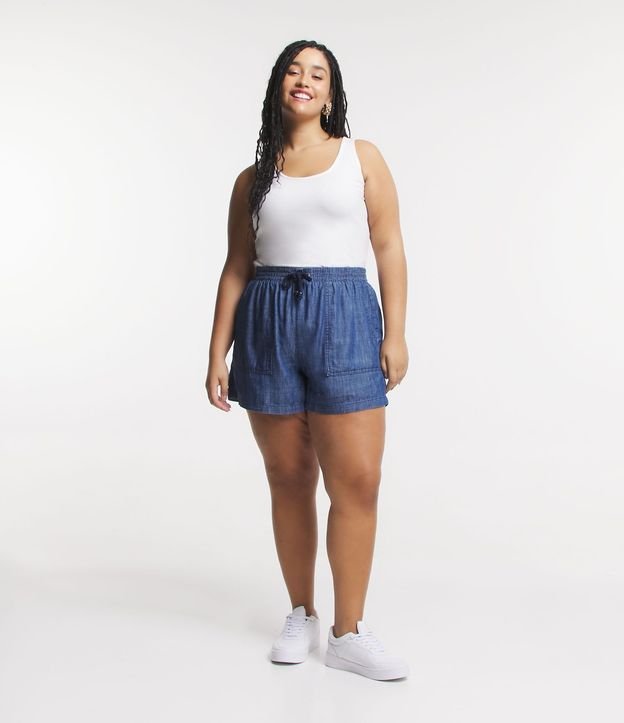 Short Comfy Jeans con Lazo en la Cintura Curve & Plus Size