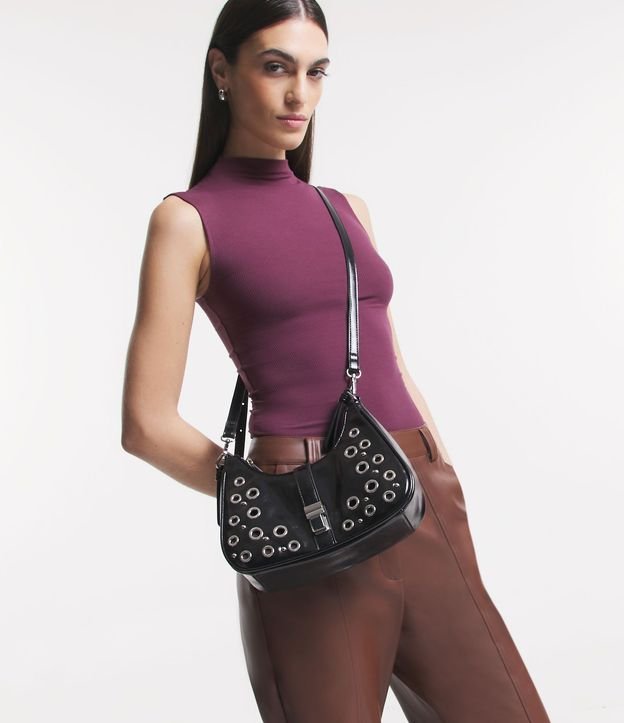 Bolso Baguette en PU con Detalles de Ojales 8