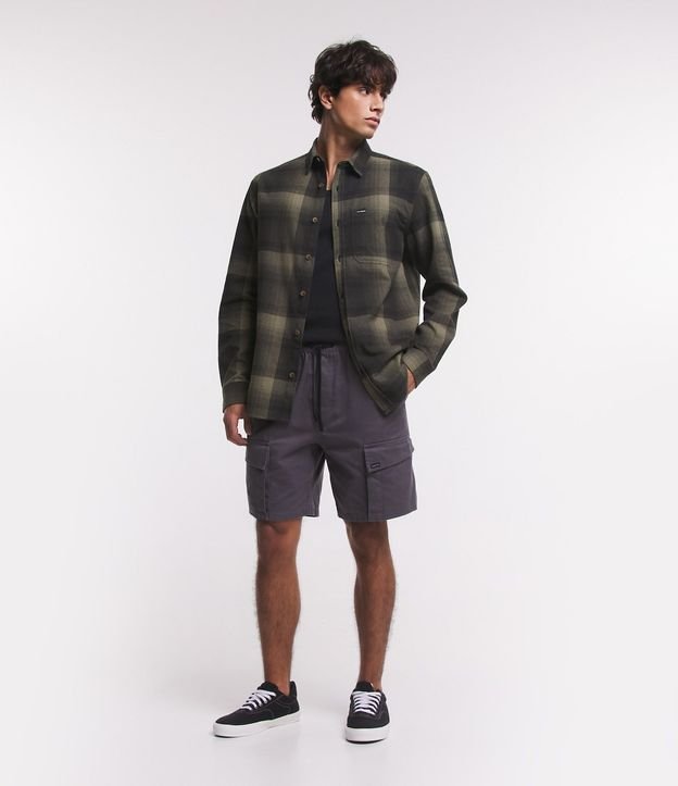 Camisa Regular en Algodón de Cuadros con Bolsillo y Manga Larga 2
