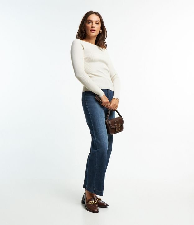 Blusa en Punto con Escote Bote y Textura Acanalada 3