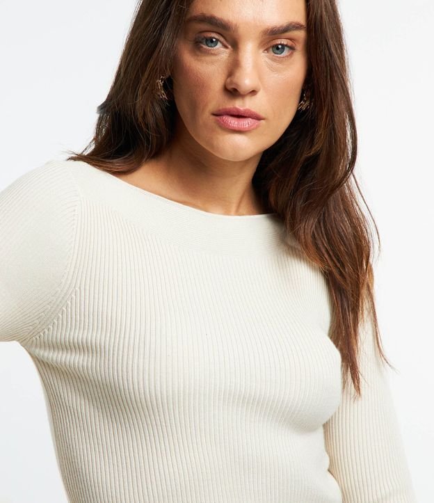 Blusa en Punto con Escote Bote y Textura Acanalada 4
